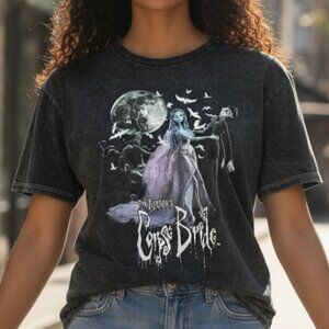 Corpse Bride Tim Burton T-shirt Adult XL Black Acid Washed Short Sleeve‎